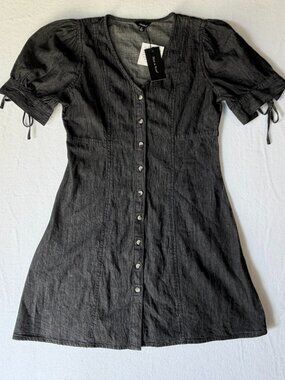 Sim & Sam Black / Grey Denim Midi Dress